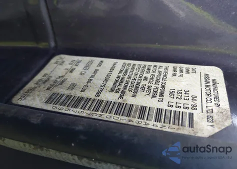 1998 Nissan Sentra Gle/Gxe/Xe z USA, uszkodzony, nr VIN 1N4AB41D0WC757596